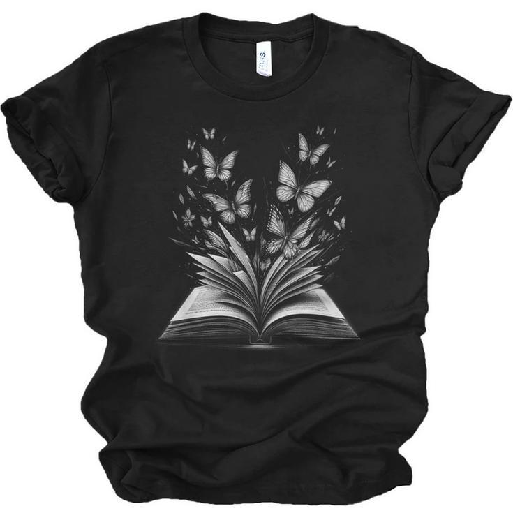 Butterflies And Book Lovers Reading Bookworm Unisex Jersey T-Shirt