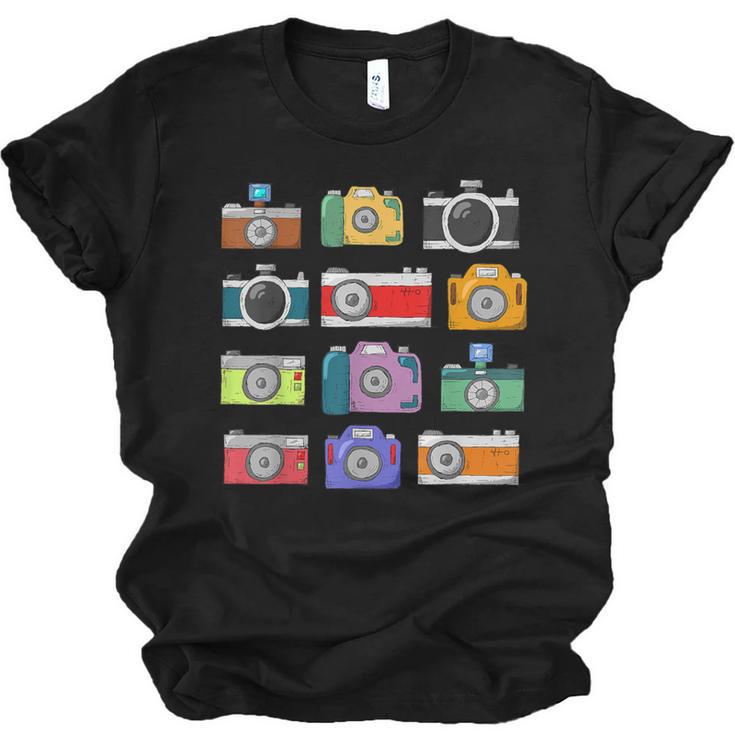 Camera Hand Drawn Old Nostalgia Retro Lens Styles Unisex Jersey T-Shirt