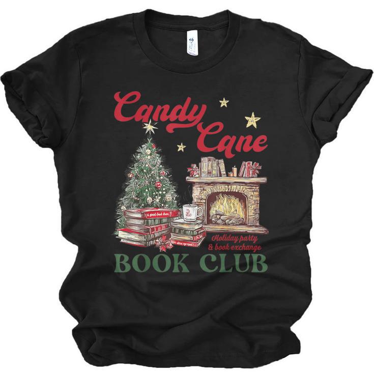 Candy Cane Book Club Holiday Party & Book Exchange Unisex Jersey T-Shirt