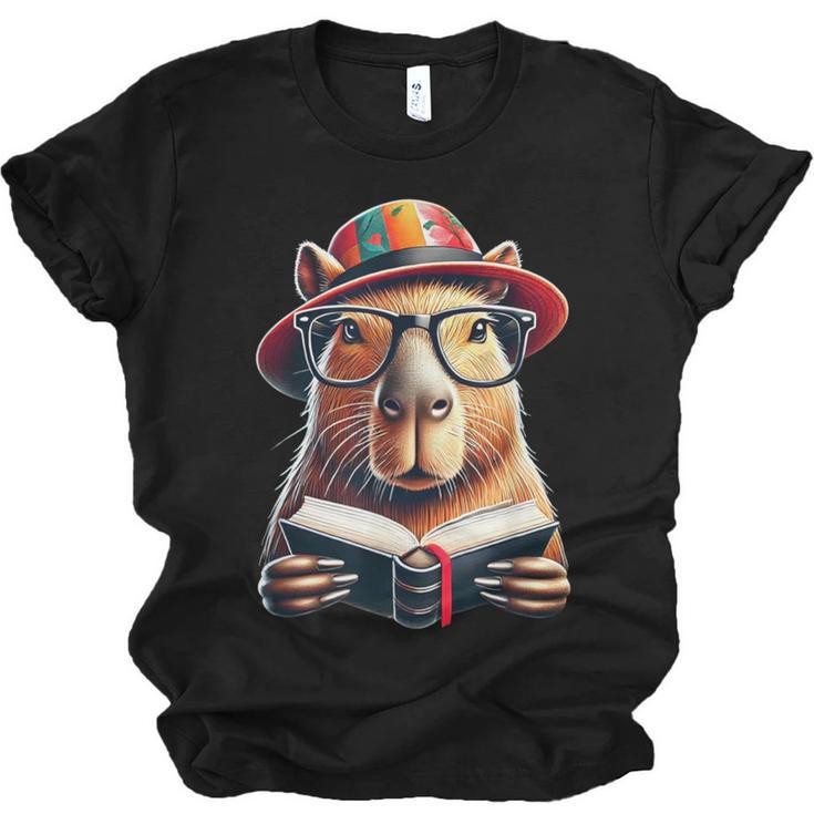 Capybara Bookworm Rodent Reading a Book Unisex Jersey T-Shirt