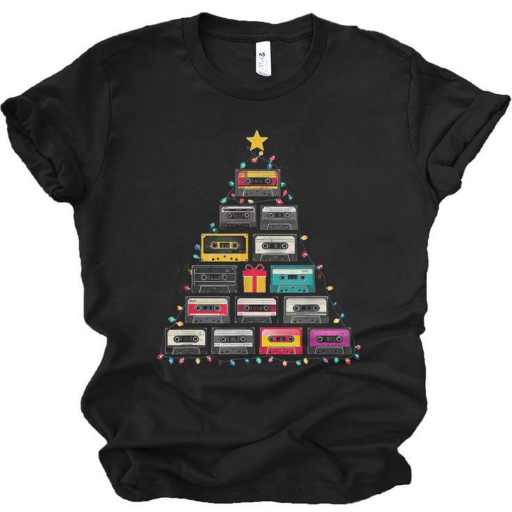 Cassette Tape Christmas Tree Graphic 80s 90s Retro Nostalgia Unisex Jersey T-Shirt