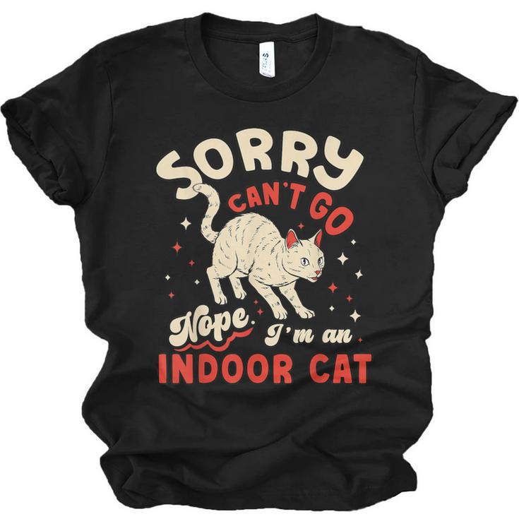 Cat Lover Sorry Cant Go Im An Indoor Introvert Cat Mom Unisex Jersey T-Shirt