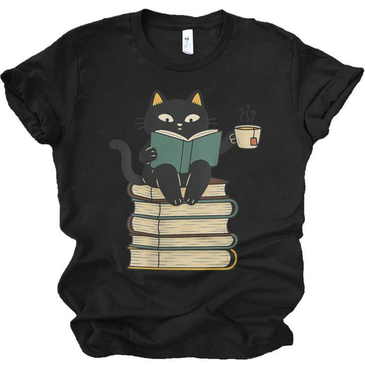 Cat Reading Book Unisex Jersey T-Shirt