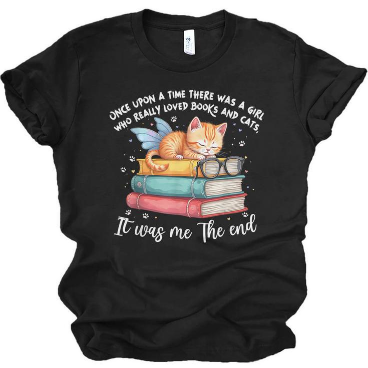 Cats And Books Easily Distracted By Book & Cat Lover Men Women Kids Unisex Jersey T-Shirt