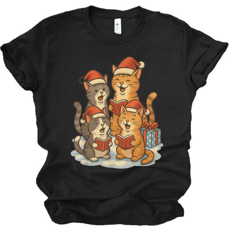 Cats Reading Books Christmas Tree Unisex Jersey T-Shirt