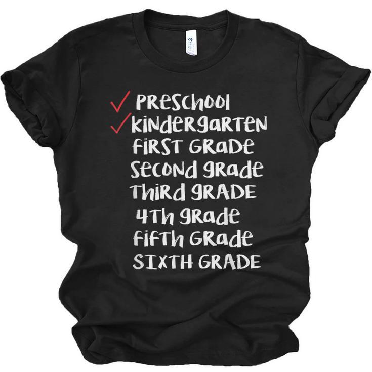 Checklist Kindergarten Class Of 2030 Shirt Graduation Unisex Jersey T-Shirt