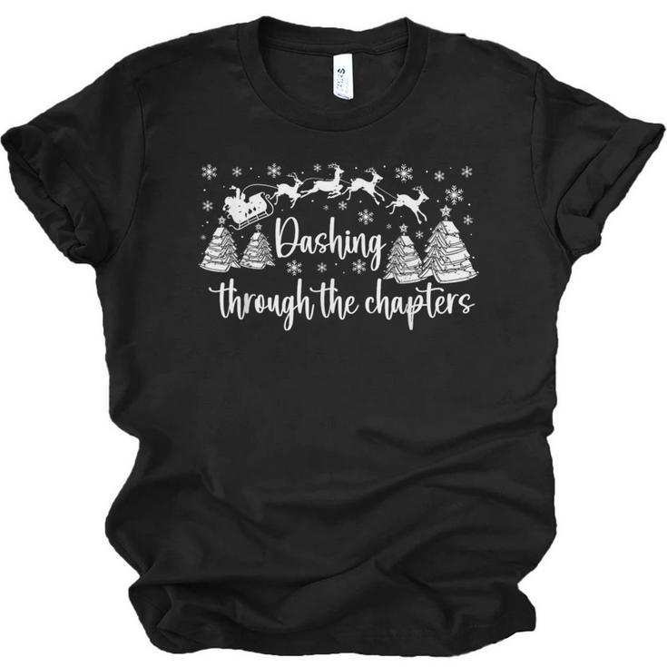 Christmas Book Lover Santa Dashing Through One More Chapter Unisex Jersey T-Shirt