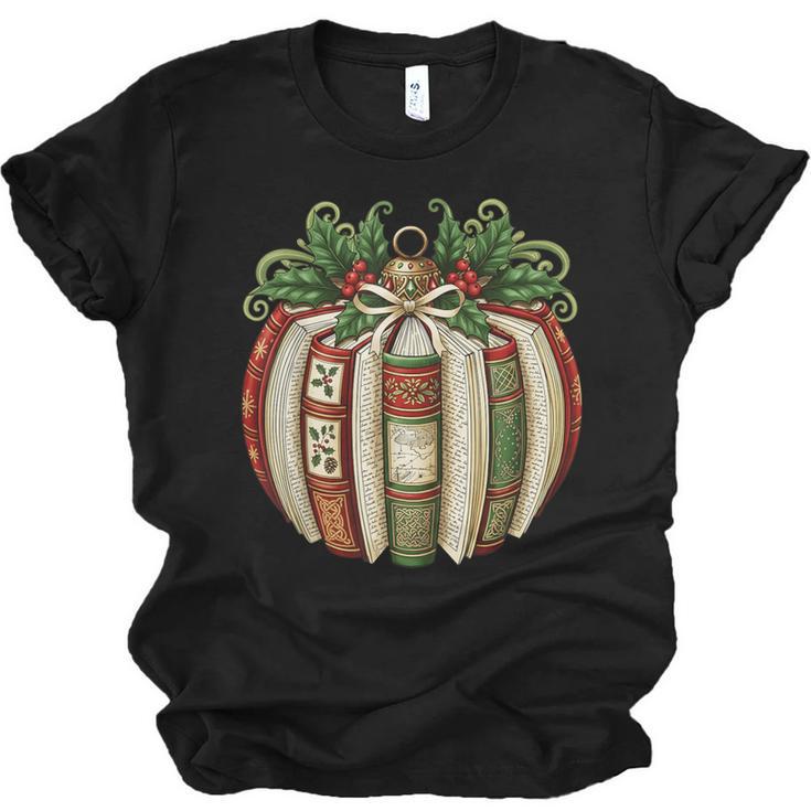 Christmas Book Ornament Bookworm Book Lover Men Women Unisex Jersey T-Shirt