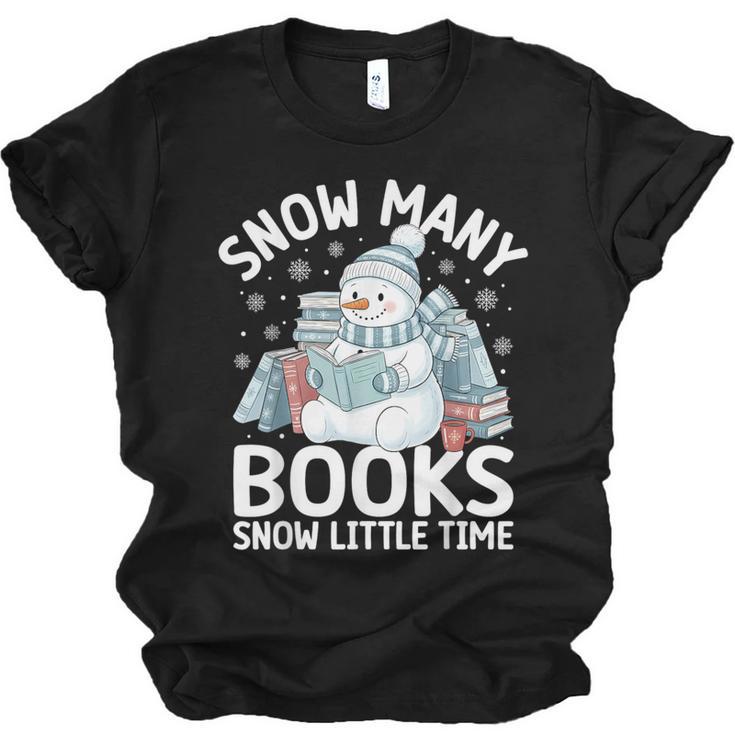 Christmas Reading Snowman So Many Books Men Women Kids Unisex Jersey T-Shirt