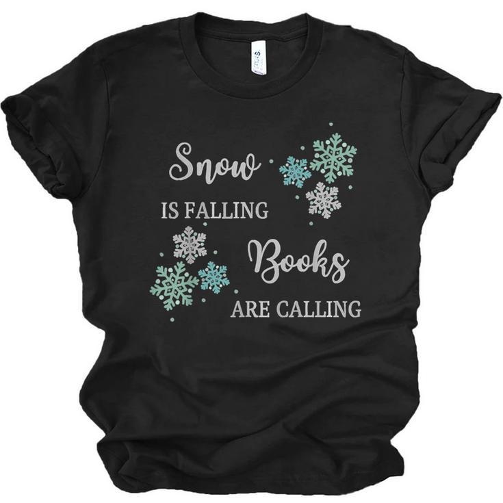 Christmas Shirts Snow Is Falling Books Are Calling Men Women Unisex Jersey T-Shirt
