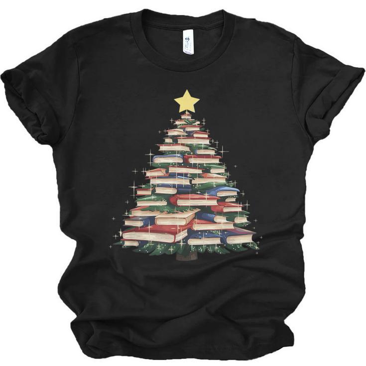 Christmas Tree Books Book Reading Bookworm Unisex Jersey T-Shirt