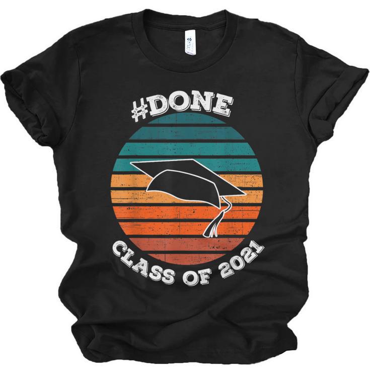 Class Of 2021 Done Senior Graduation Retro Sunset Unisex Jersey T-Shirt