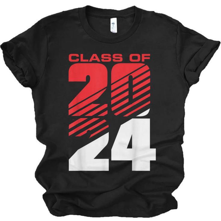 Class Of 2024 High School Senior Graduation Red Sports Style Unisex Jersey T-Shirt