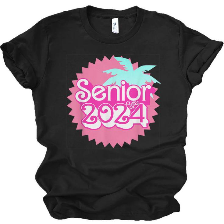 Class Of 2024 Senior Pink Retro Classic Girl Grad Graduation Unisex Jersey T-Shirt