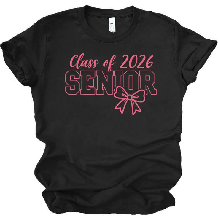 Class Of 2026 Pink Coquette Bow Cap Senior 2026 Graduation Unisex Jersey T-Shirt