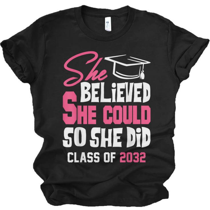 Class Of 2032 She Believed She Could Kids Graduation T-Shirt Unisex Jersey T-Shirt