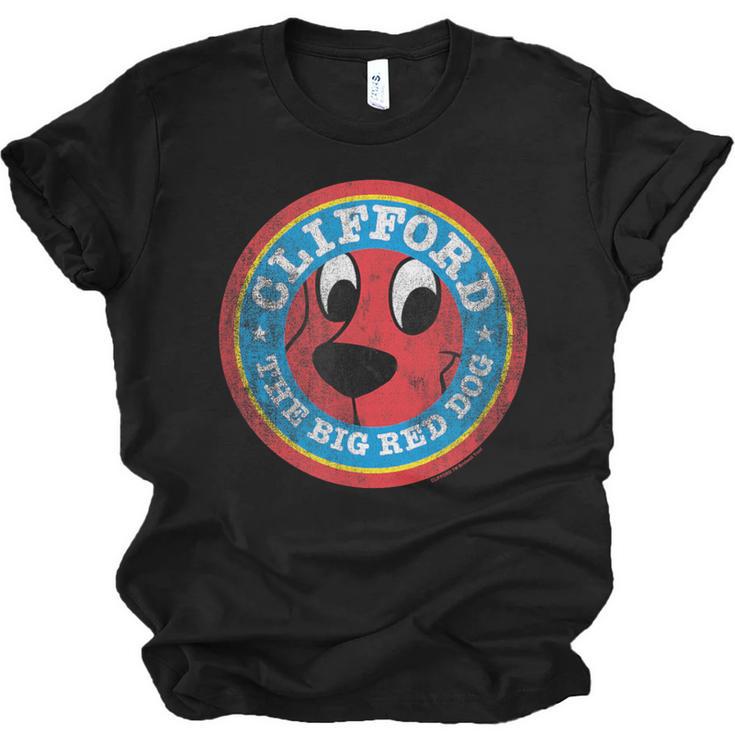 Clifford The Big Red Dog Round Distressed Logo Kids Books Unisex Jersey T-Shirt