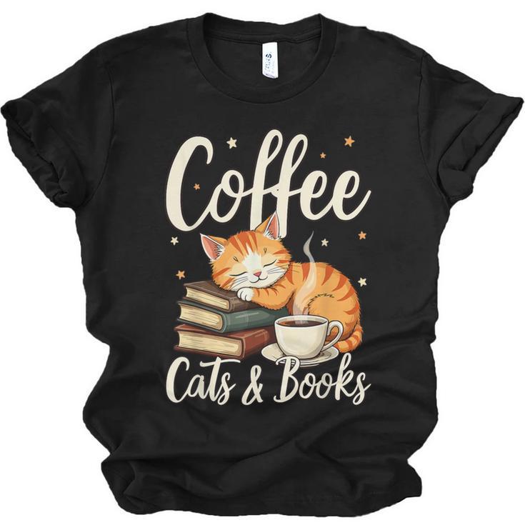 Coffee Cats And Books Lover For Women & Men Coffee Unisex Jersey T-Shirt
