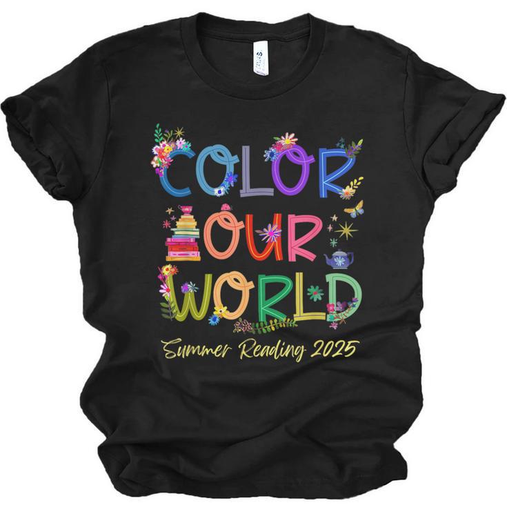 Color Our World Summer Reading 2025 Boho Wildflower Book Unisex Jersey T-Shirt
