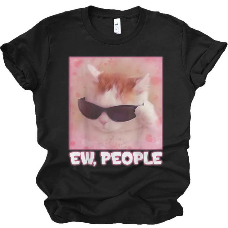 Cool Cat Meme Ew People Anti Social Introvert Cute Cat Unisex Jersey T-Shirt