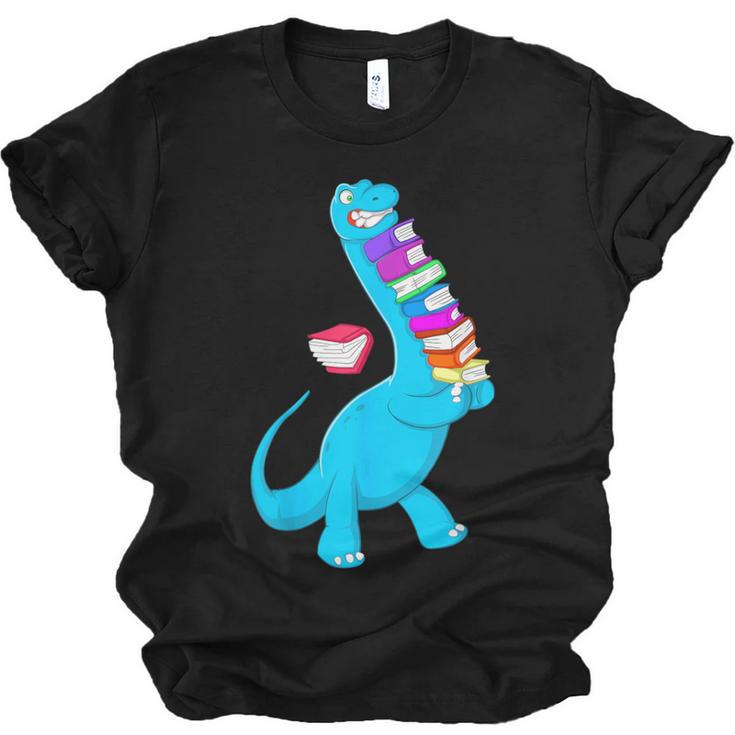 Cool Dinosaur Books Art For Men Women Libarian Book Lover Unisex Jersey T-Shirt