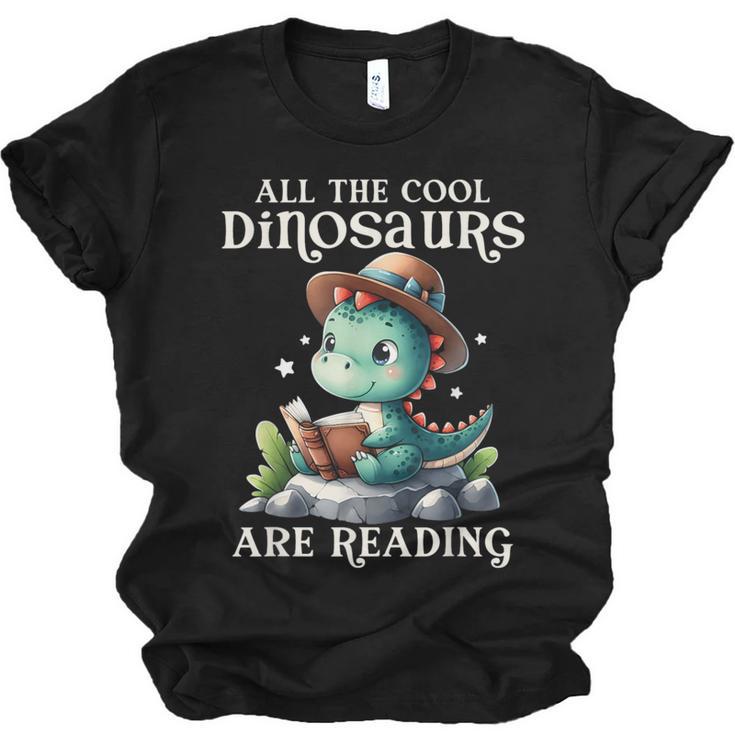 All The Cool Dinosaurs Are Reading Book Reader T-Rex Kawaii Unisex Jersey T-Shirt