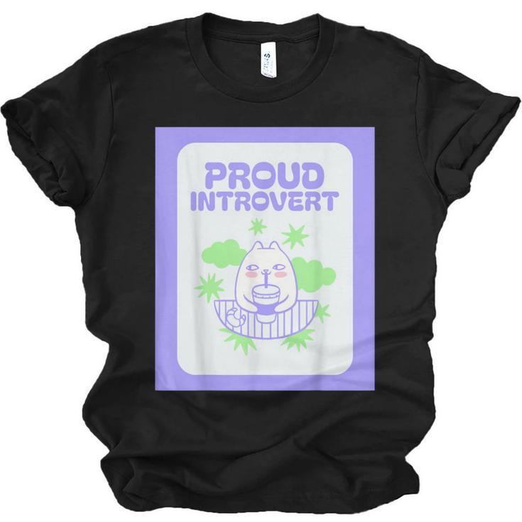 Cool Fun Cute Proud Introvert Cat Character For Men Women Unisex Jersey T-Shirt