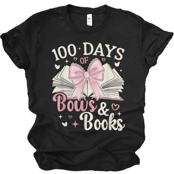 Coquette 100 Days Of Bows Books Reading 100th Day Of School Unisex Jersey T-Shirt