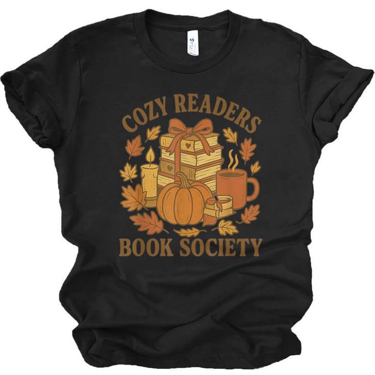 Cozy Readers Book Society Vintage Fall Books & Pumpkin Unisex Jersey T-Shirt