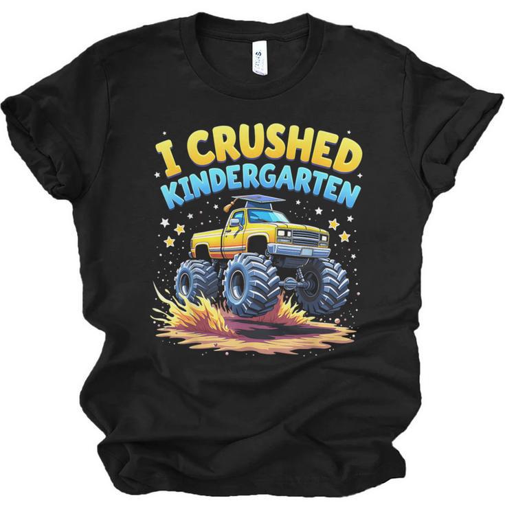 I Crushed Kindergarten Monster Truck Graduation Boys Kids Unisex Jersey T-Shirt