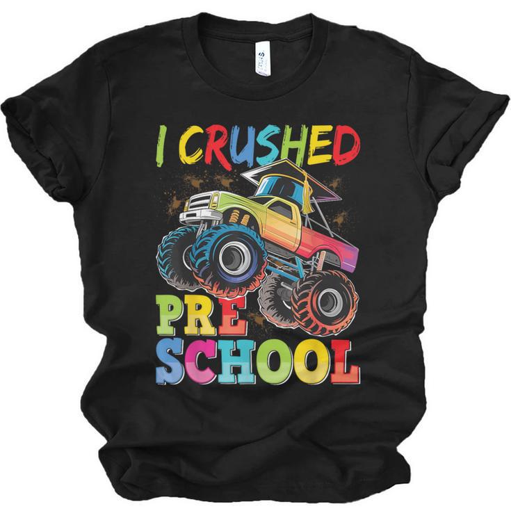 I Crushed Pre-K Monster Truck Graduation Preschool Grad 2025 Unisex Jersey T-Shirt