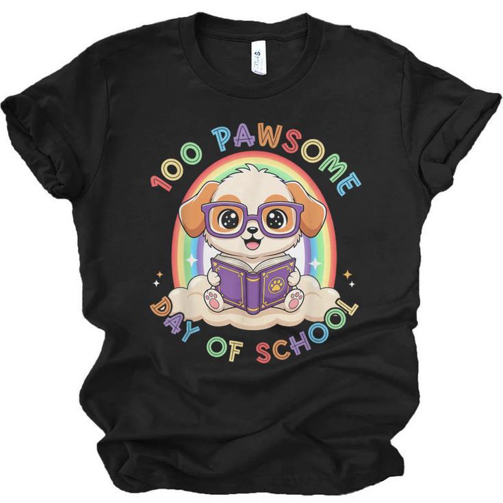Cute 100th Day Of School 100 Days Dog Reading Book Rainbow Unisex Jersey T-Shirt