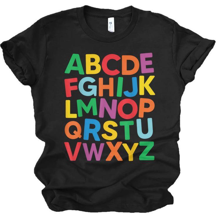 Cute ABCs Shirt Alphabet Colorful Letters Reading Books Kids Unisex Jersey T-Shirt