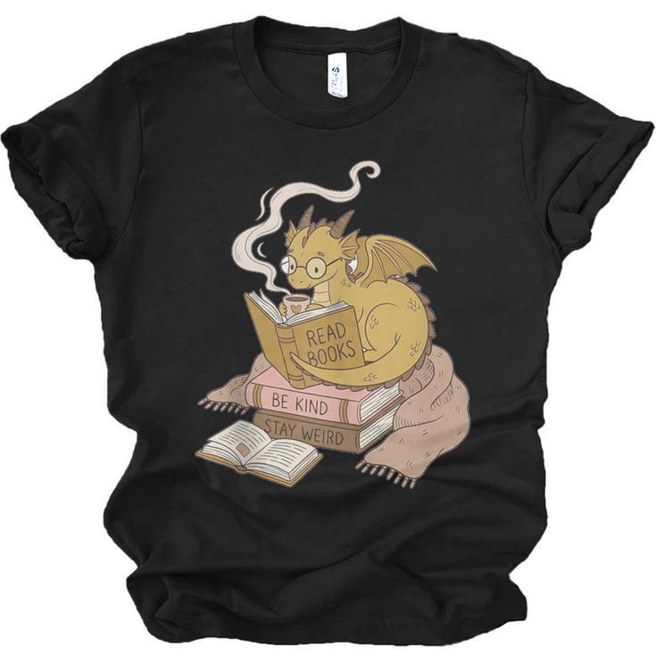 Cute Dragon Be Kind Stay Weird Read Books Unisex Jersey T-Shirt
