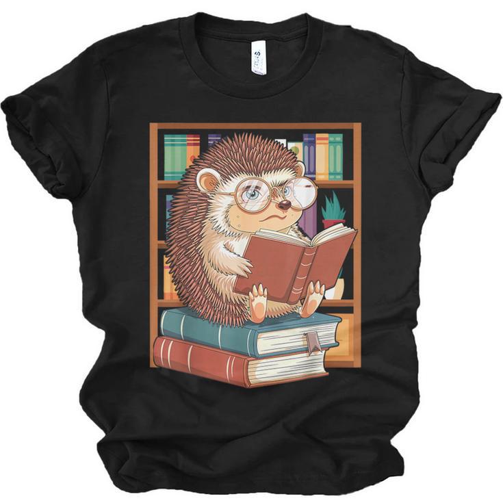 Cute Hedgehog Book Nerd Unisex Jersey T-Shirt