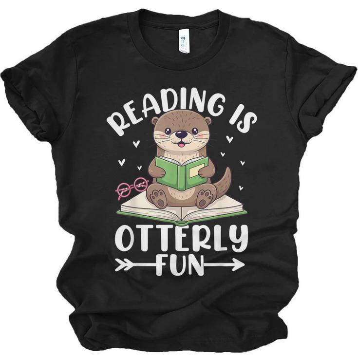 Cute Otter Reading Book Lover Sea Otters Animal Lover Unisex Jersey T-Shirt