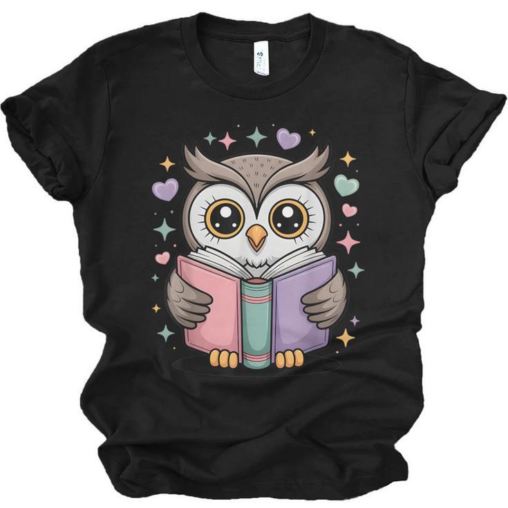 Cute Reading Owl Book Lover Teacher Librarian Bookworm Unisex Jersey T-Shirt