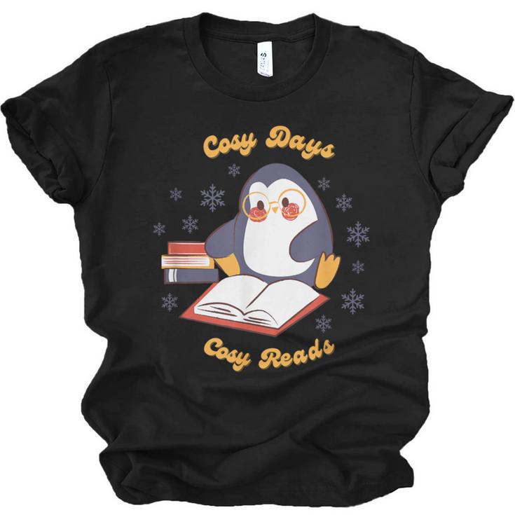 Cute Xmas Book Lover Penguin Reading Cosy Days Cosy Reads Unisex Jersey T-Shirt