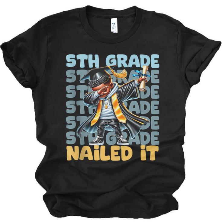 Dabbing Graduation Boy 5th Grade Nailed It Class Of 2025 Unisex Jersey T-Shirt