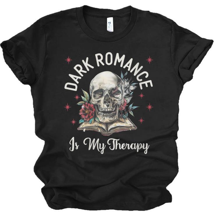 Dark Romance Is My Therapy Book Lover Merch Trigger Warning Unisex Jersey T-Shirt