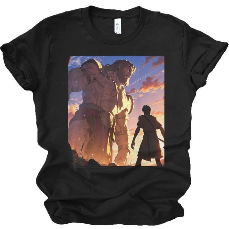 David And Goliath Bible Book Of Samuel Famous Bible Story Unisex Jersey T-Shirt
