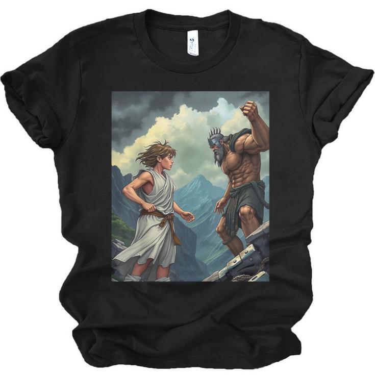 David And Goliath Bible Book Of Samuel King David Comic Unisex Jersey T-Shirt