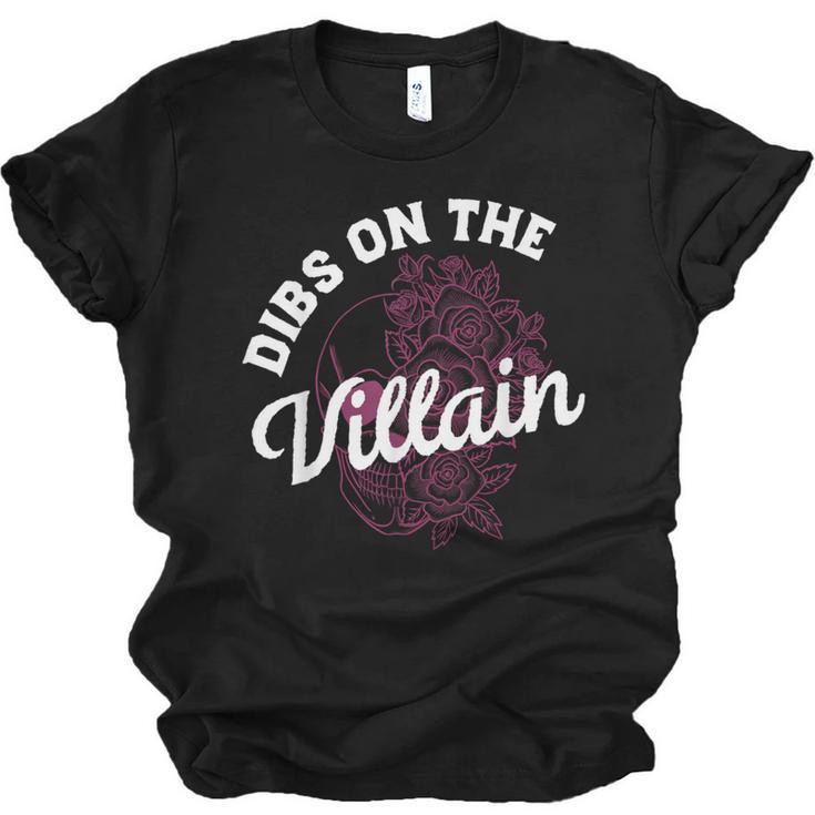 Dibs On The Villain Dark Romance Books Skeleton Morally Grey Unisex Jersey T-Shirt
