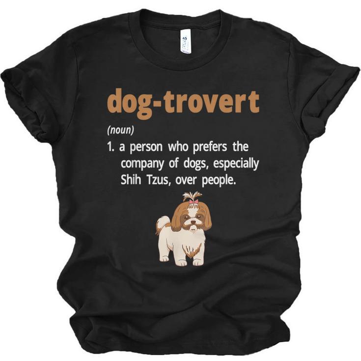 Dog-Trovert Shih Tzu Humor Definition Introvert Unisex Jersey T-Shirt