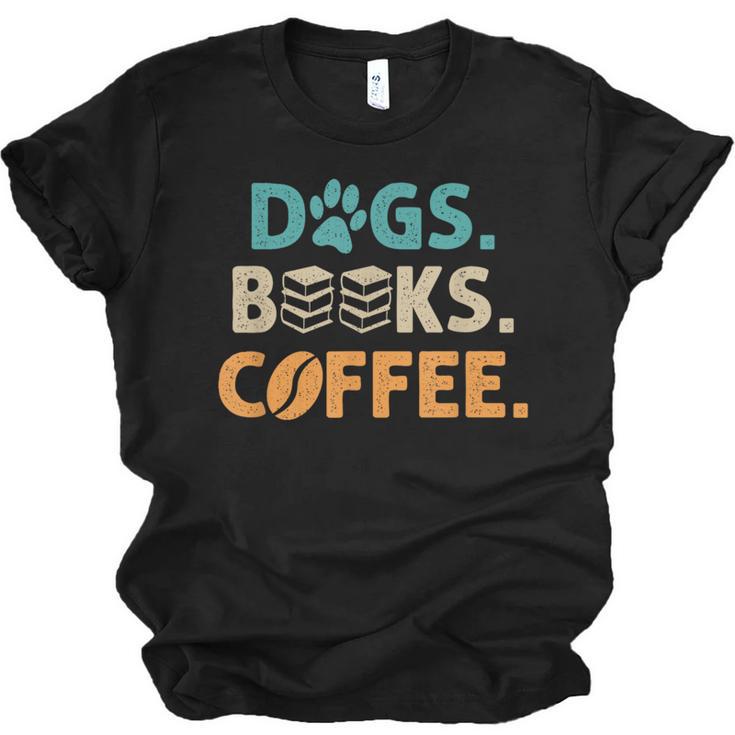 Dogs Books Coffee Reading Book Lover Unisex Jersey T-Shirt