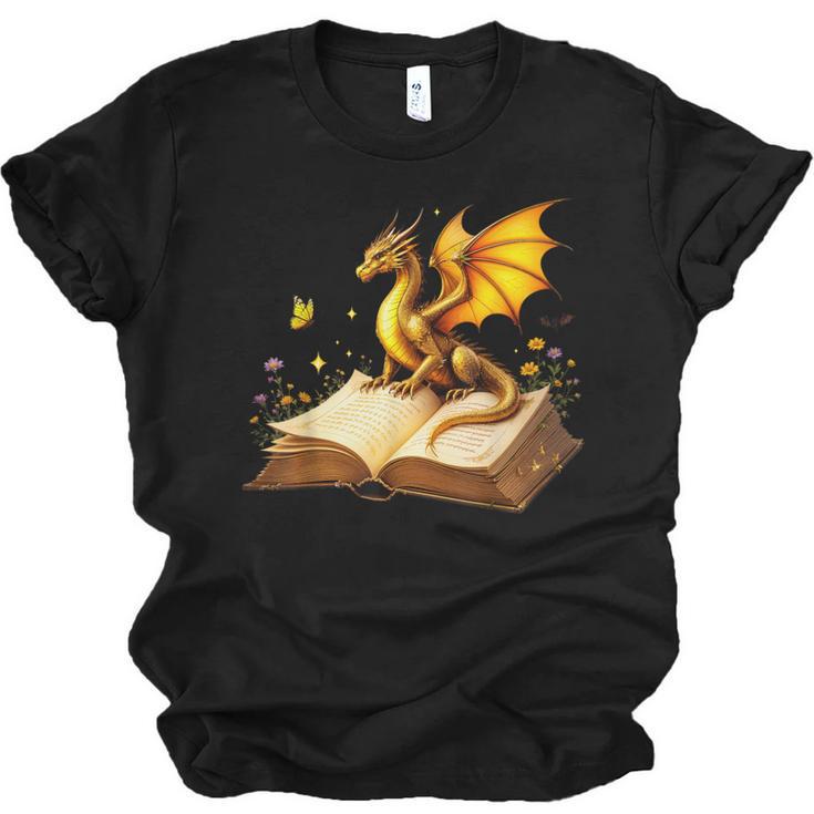 Dragon Fantasy Book Lover Bookish Reader Bookworm Wildflower Unisex Jersey T-Shirt