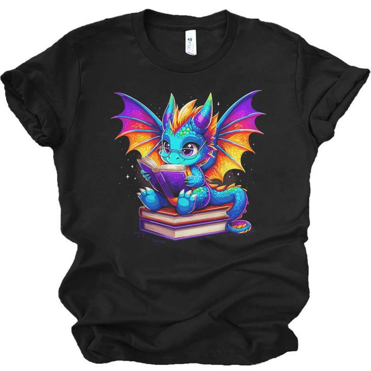 Dragon Reading a Book Bookworm Book Unisex Jersey T-Shirt