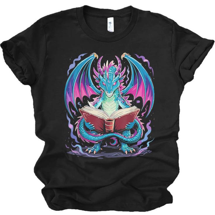 Dragon Reading Book Lover Unisex Jersey T-Shirt