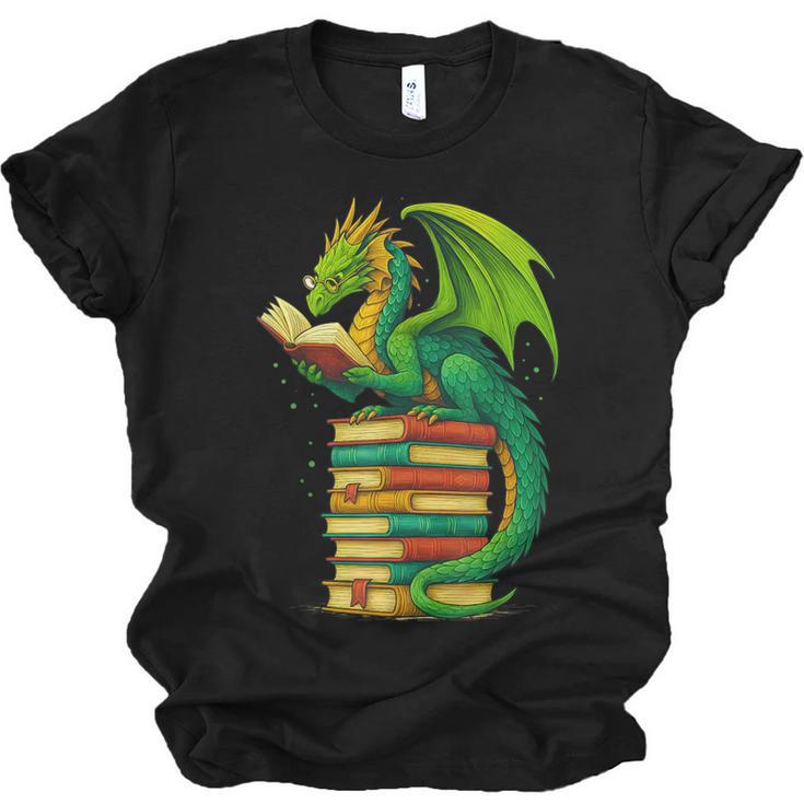Dragon Reading Books Matching Bookworm Readers Librarian Unisex Jersey T-Shirt