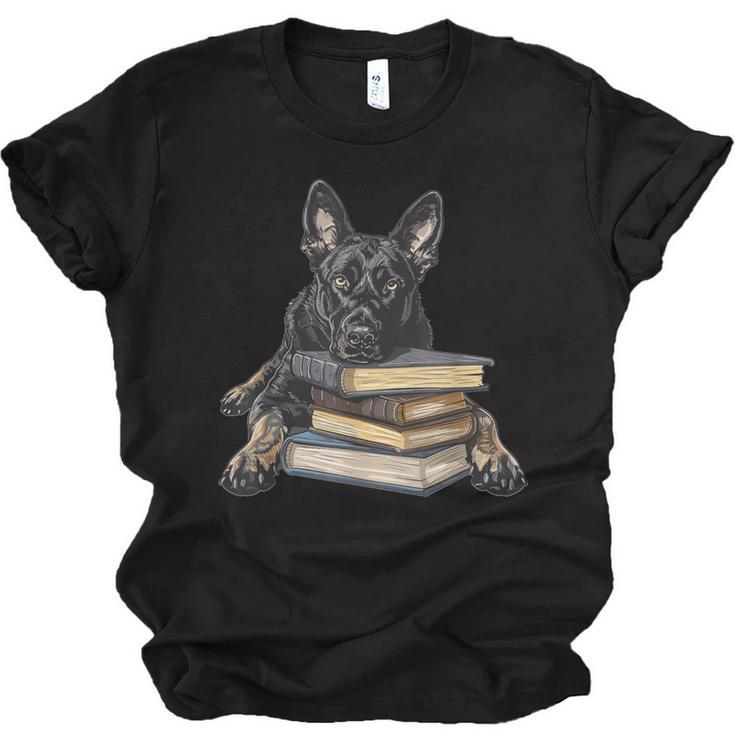 Dutch Shepherd Books Reading Dog Breed Graphic Unisex Jersey T-Shirt